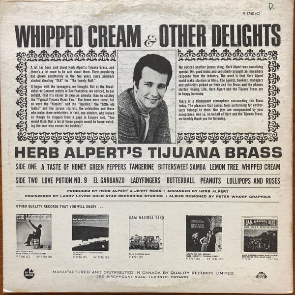 Herb Alpert & The Tijuana Brass : Whipped Cream & Other Delights (LP, Album, Mono, Mar)