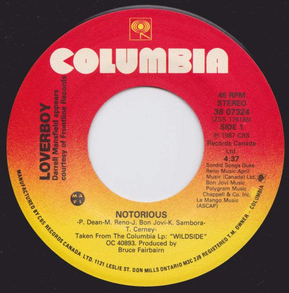 Loverboy : Notorious (7", Single)