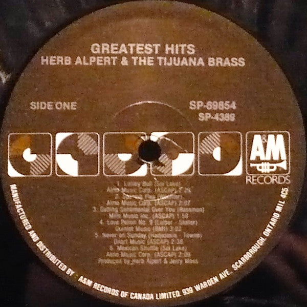 Herb Alpert & The Tijuana Brass : Greatest Hits (LP, Comp, RE)