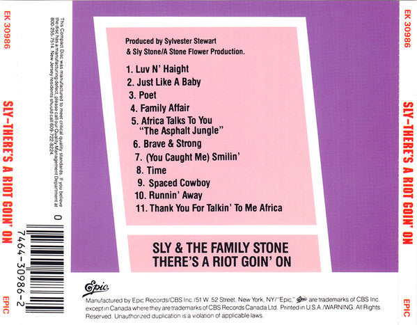 Sly & The Family Stone : There's A Riot Goin' On (CD, Album, RE, RP)