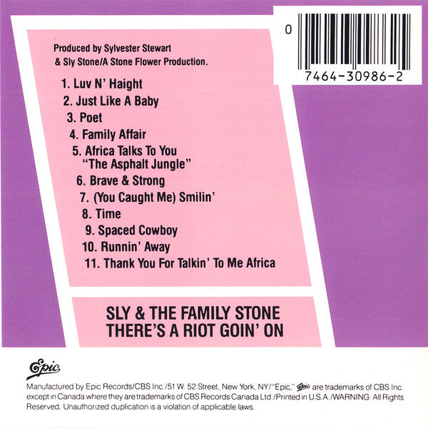 Sly & The Family Stone : There's A Riot Goin' On (CD, Album, RE, RP)