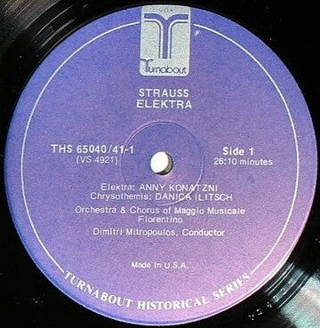 Dimitri Mitropoulos Conducts Richard Strauss, Anny Konetzni, Daniza Ilitsch, Martha Mödl, Hans Braun, Franz Klarwein, Wilhelm Felden, Dorothea Frass, Orchestra Del Maggio Musicale Fiorentino And Coro Del Maggio Musicale Fiorentino : Elektra (2xLP, Album)