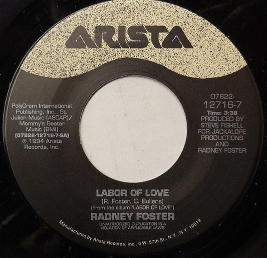 Radney Foster : Labor Of Love (7", Single)