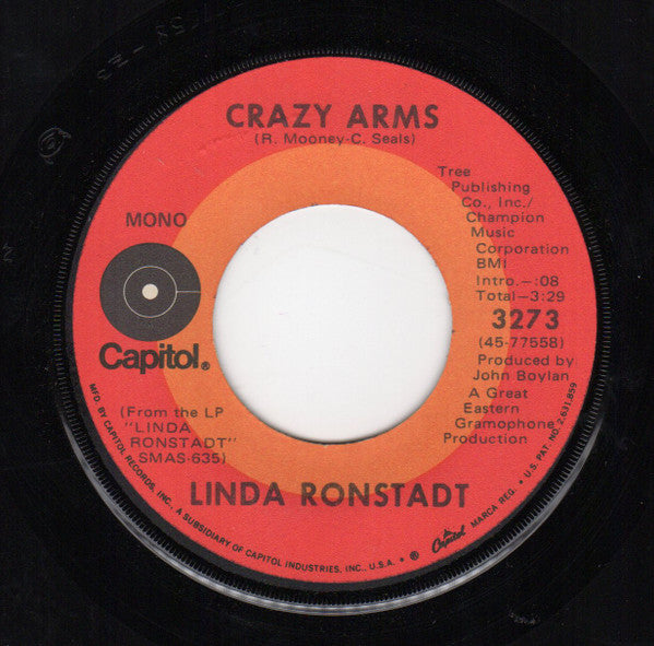 Linda Ronstadt : Rock Me On The Water (7", Single, Mono)