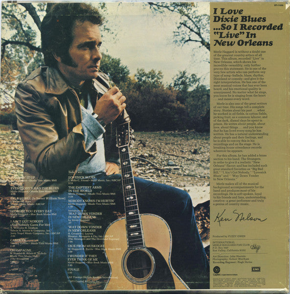 Merle Haggard And The Strangers (5) : I Love Dixie Blues ... So I Recorded "Live" In New Orleans (LP, Album)