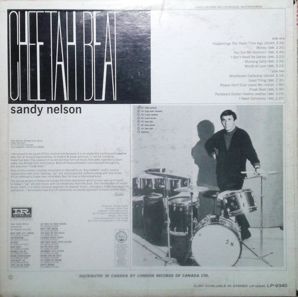 Sandy Nelson : Cheetah Beat (LP, Album, Mono)