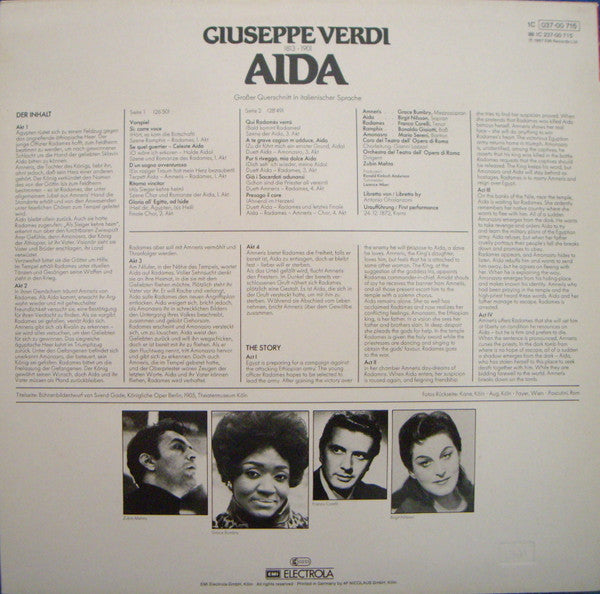 Giuseppe Verdi : Aida (Grosser Querschnitt In Italienischer Sprache) (LP)