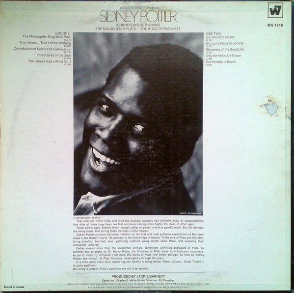 Jackie Barnett Presents Sidney Poitier : Journeys Inside The Mind (The Dialogues Of Plato - The Music Of Fred Katz) (LP, Album, RE)
