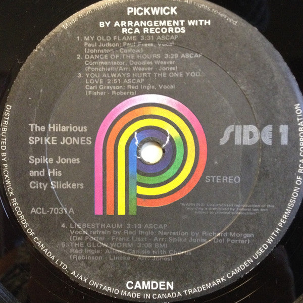 Spike Jones And His City Slickers : The Hilarious Spike Jones (LP)