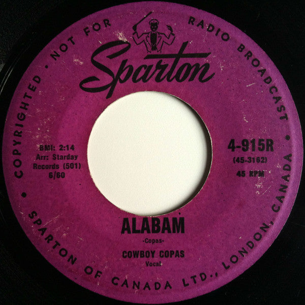 Cowboy Copas : Alabam (7", Single)