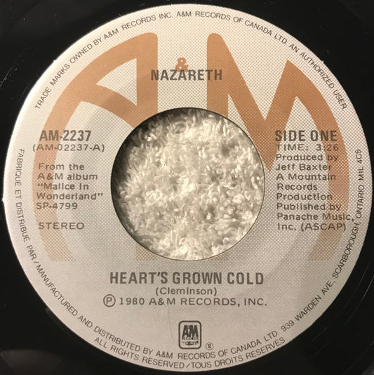 Nazareth (2) : Heart's Grown Cold (7", Single)