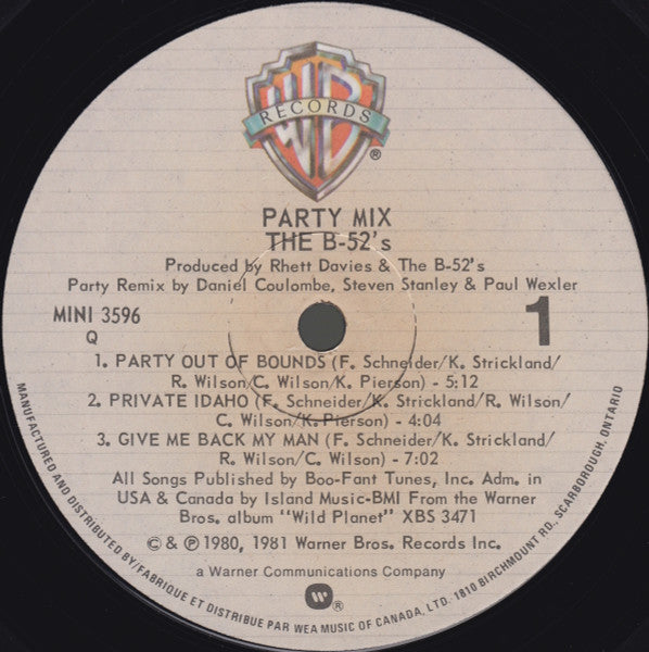 The B-52's : Party Mix! (LP, MiniAlbum, Mixed, Qua)