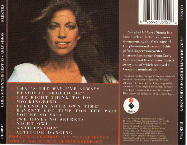 Carly Simon : The Best Of Carly Simon (CD, Comp, RE, RM)