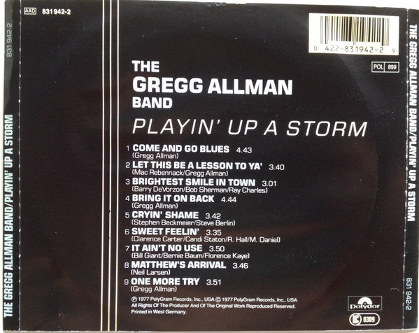 The Gregg Allman Band : Playin' Up A Storm (CD, Album, RE, RP)