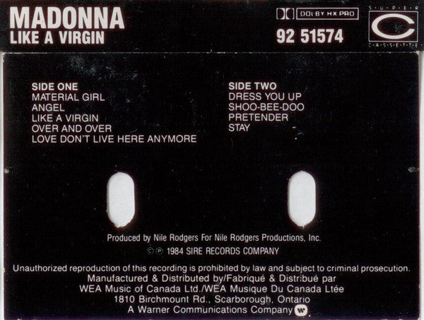 Madonna : Like A Virgin (Cass, Album, Dol)