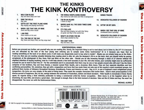 The Kinks : The Kink Kontroversy (CD, Album, Mono, RE, RM, Del)