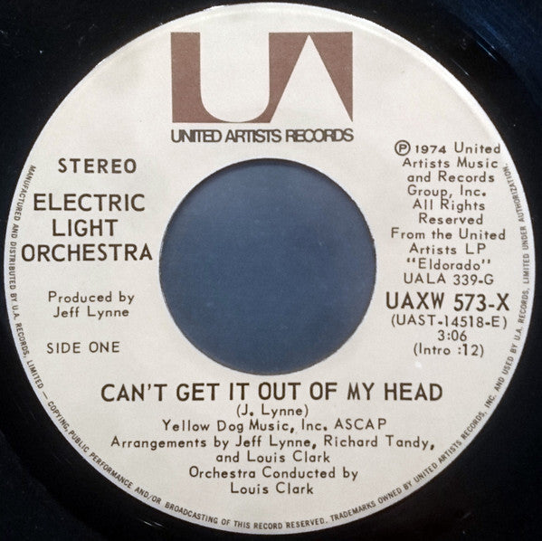 Electric Light Orchestra : Can't Get It Out Of My Head (7", Single)