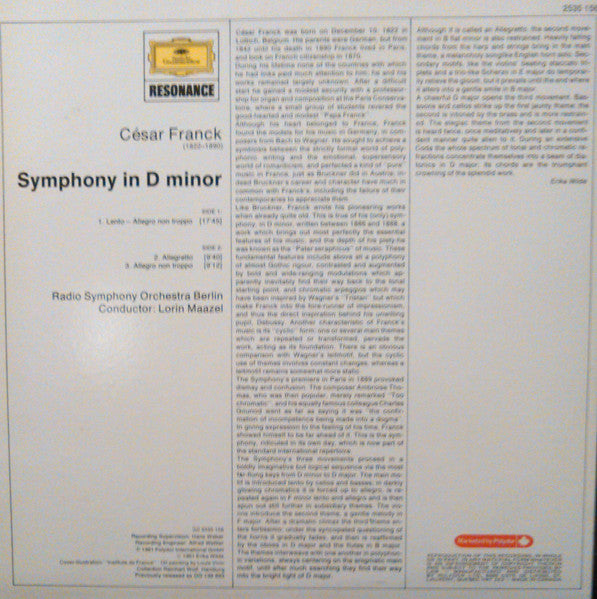 César Franck - Radio-Symphonie-Orchester Berlin, Lorin Maazel : Symphony In D Minor (LP, Album, RP)