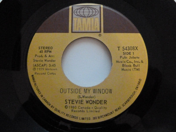 Stevie Wonder : Outside My Window (7", Single)
