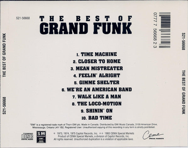 Grand Funk Railroad : The Best Of Grand Funk (CD, Comp, Dis)