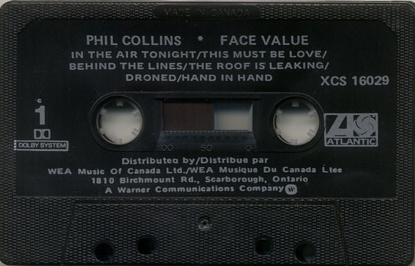Phil Collins : Face Value (Cass, Album, RE, Dol)