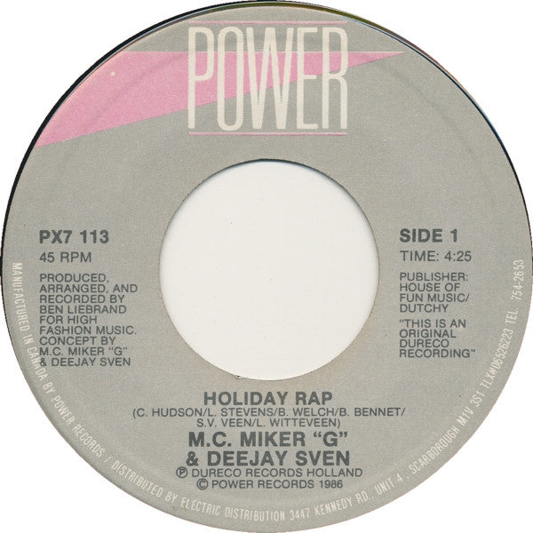 MC Miker G. & DJ Sven : Holiday Rap (7", Single)