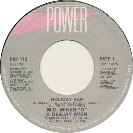 MC Miker G. & DJ Sven : Holiday Rap (7", Single)