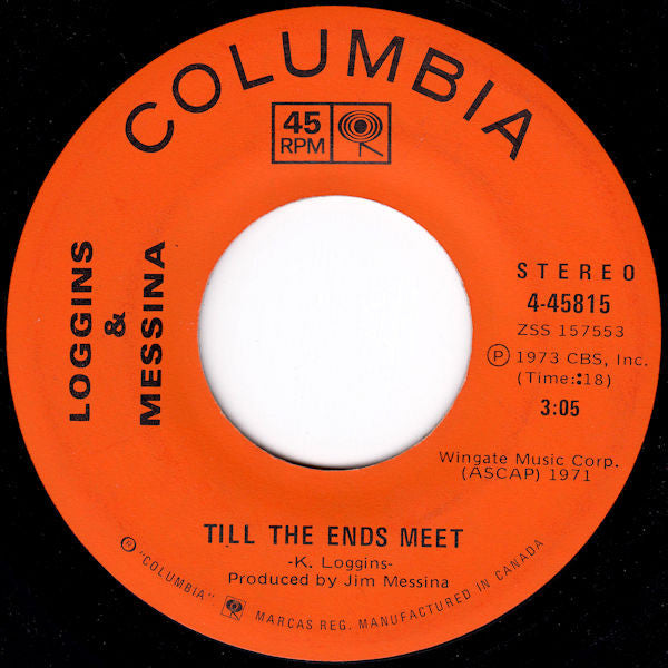 Loggins And Messina : Thinking Of You / Till The Ends Meet (7", Single)