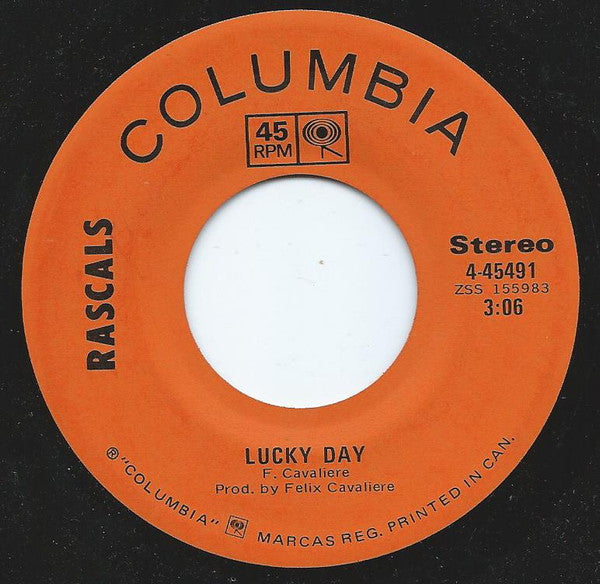 The Rascals : Lucky Day (7", Single)