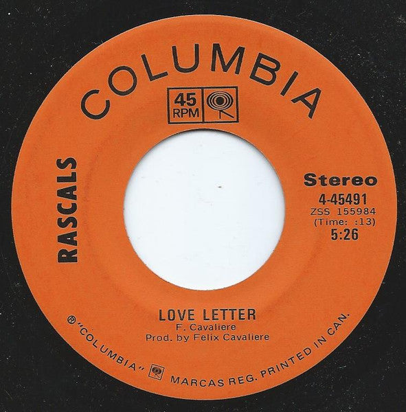 The Rascals : Lucky Day (7", Single)