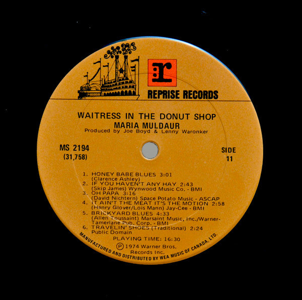 Maria Muldaur : Waitress In A Donut Shop (LP, Album)