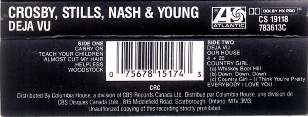 Crosby, Stills, Nash & Young : Déjà Vu (Cass, Album, Club, RE, Dol)