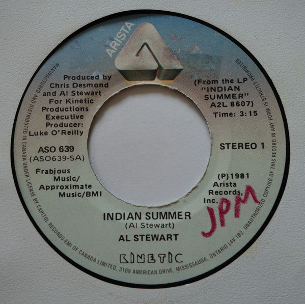 Al Stewart : Indian Summer (7", Single)
