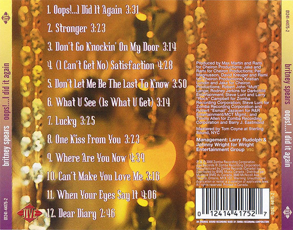 Britney Spears : Oops!...I Did It Again (CD, Album)