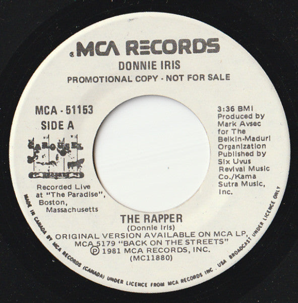 Donnie Iris : The Rapper (7", Promo)