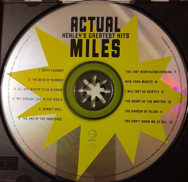 Don Henley : Actual Miles (Henley's Greatest Hits) (CD, Comp)