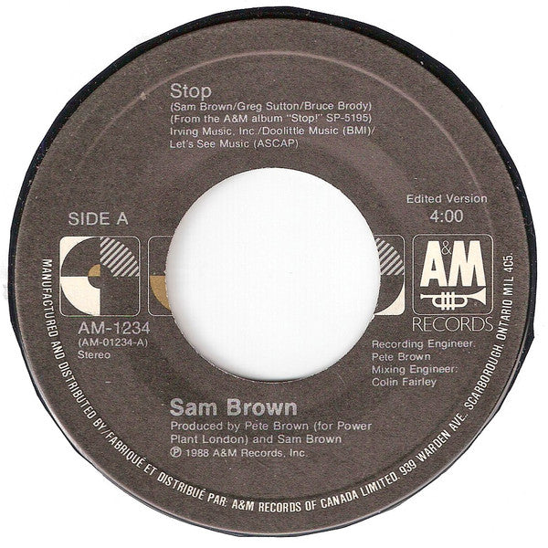 Sam Brown : Stop (7")