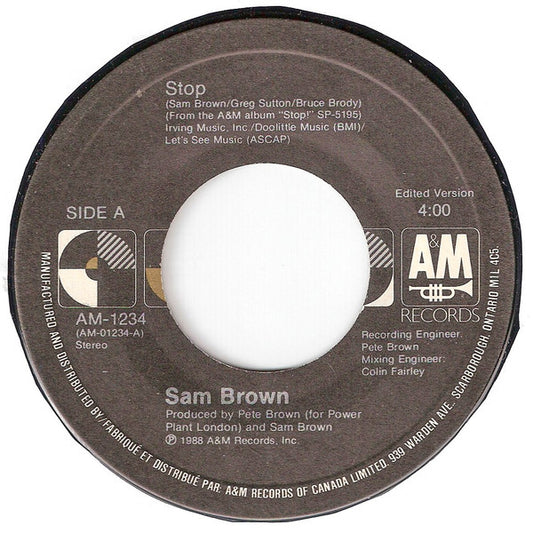 Sam Brown : Stop (7")