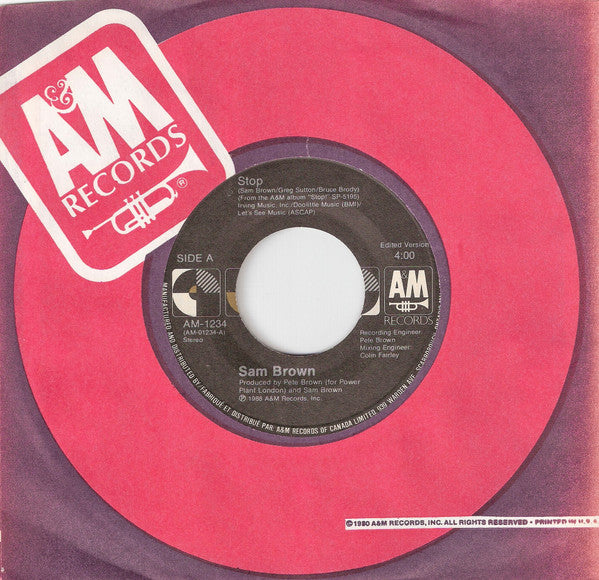 Sam Brown : Stop (7")