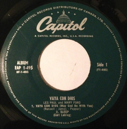 Les Paul & Mary Ford : Vaya Con Dios (7", EP, Mono)