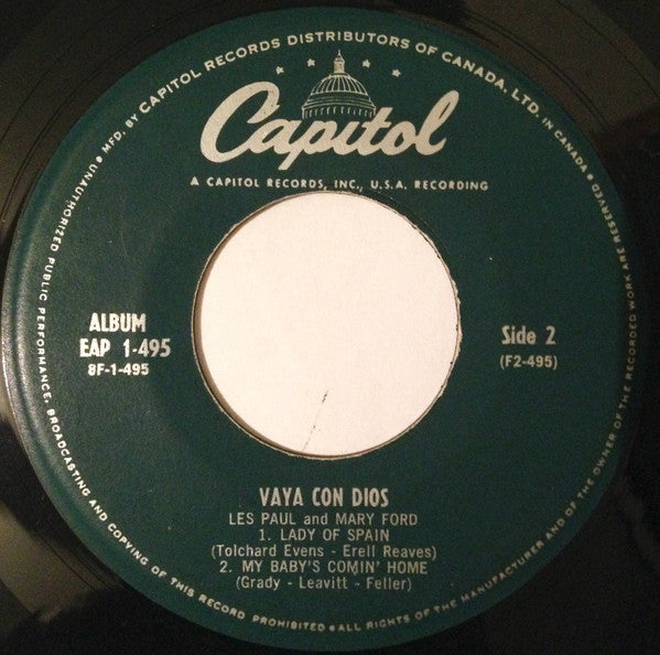 Les Paul & Mary Ford : Vaya Con Dios (7", EP, Mono)