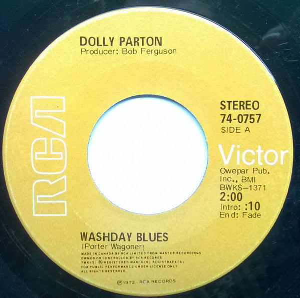 Dolly Parton : Washday Blues / Just As Good As Gone (7", Single)
