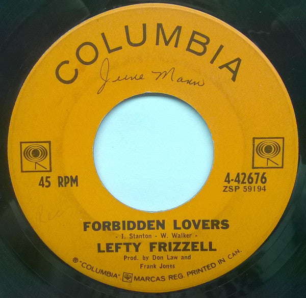 Lefty Frizzell : Forbidden Lovers / A Few Steps Away (7", Single)
