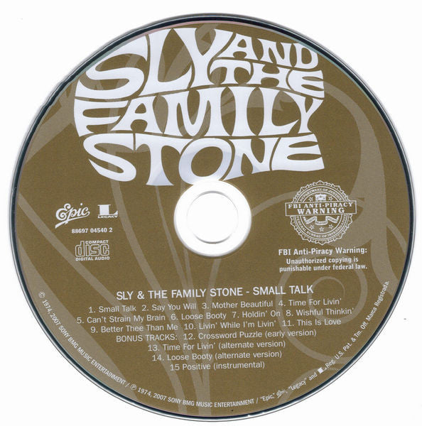 Sly & The Family Stone : Small Talk (CD, Album, Ltd, Num, RE, RM, Dig)