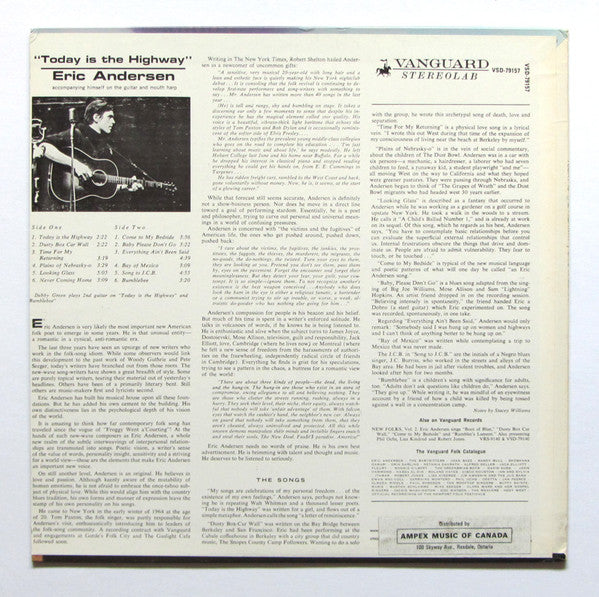 Eric Andersen (2) : Today Is The Highway (LP, Album)