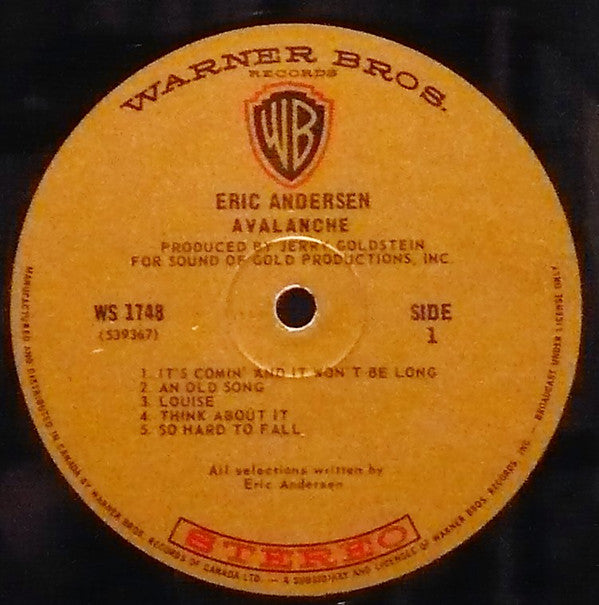 Eric Andersen (2) : Avalanche (LP, Album)