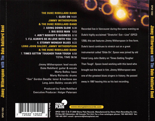 Jimmy Witherspoon With The Duke Robillard Band : Jimmy Witherspoon With The Duke Robillard Band (CD, Album)