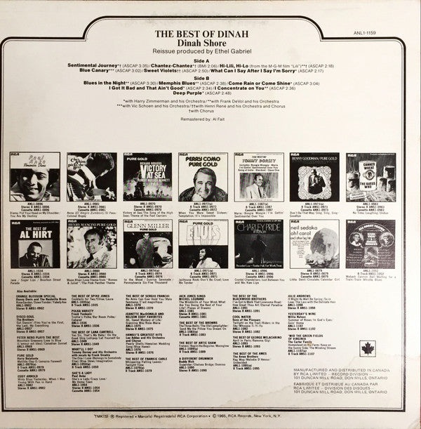 Dinah Shore : The Best Of Dinah Shore (LP, Comp)