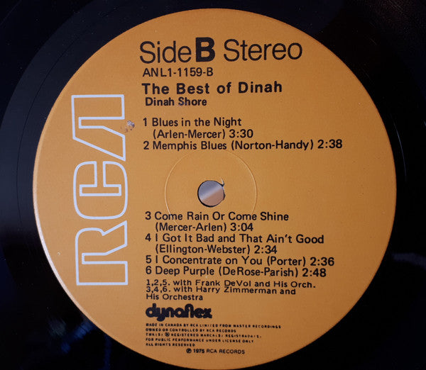 Dinah Shore : The Best Of Dinah Shore (LP, Comp)