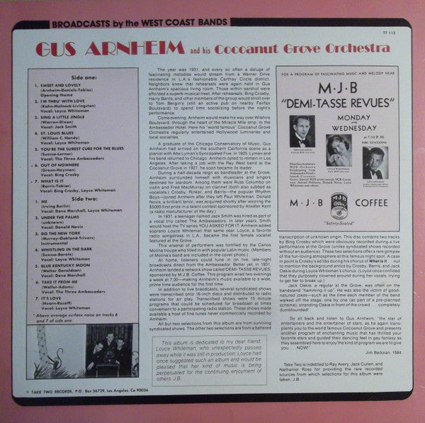 Gus Arnheim And His Orchestra : Gus Arnheim And His Cocoanut Grove Orchestra 1931 (LP, Comp)
